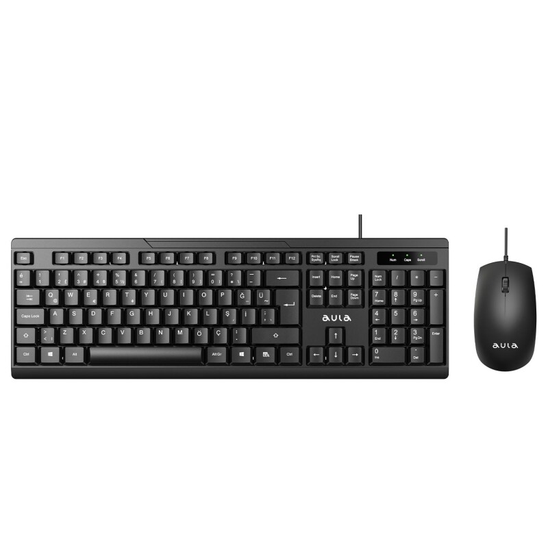 Aula AC101 Kablolu Türkçe Q Klavye ve 1200 DPI Optik Mouse Seti - 1