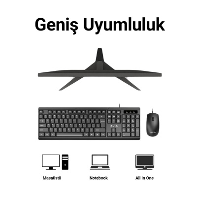 Aula AC101 Kablolu Türkçe Q Klavye ve 1200 DPI Optik Mouse Seti - 5