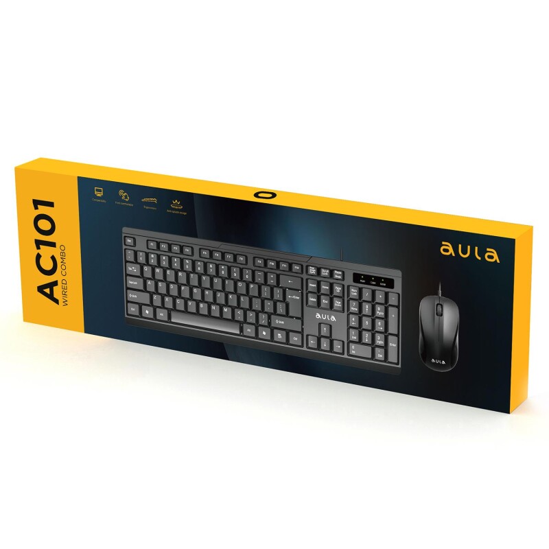 Aula AC101 Kablolu Türkçe Q Klavye ve 1200 DPI Optik Mouse Seti - 6