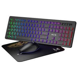 Aula AC208 Rainbow 2.4GHz Kablosuz Şarjlı Türkçe Q Klavye / Mouse ve Mousepad Seti - 1