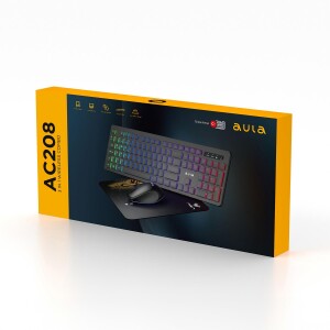 Aula AC208 Rainbow 2.4GHz Kablosuz Şarjlı Türkçe Q Klavye / Mouse ve Mousepad Seti - 5