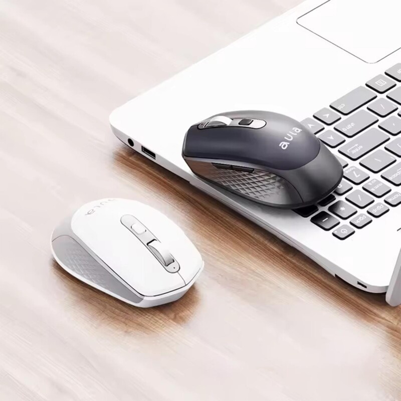 Aula AM204 Çift Modlu Bluetooth ve Kablosuz 1600DPI Şarj Edilebilir Optik Mouse Beyaz - 4