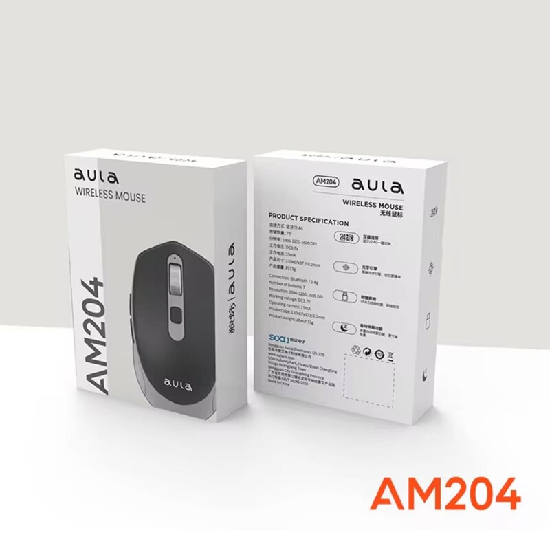 Aula AM204 Çift Modlu Bluetooth ve Kablosuz 1600DPI Şarj Edilebilir Optik Mouse Beyaz - 5