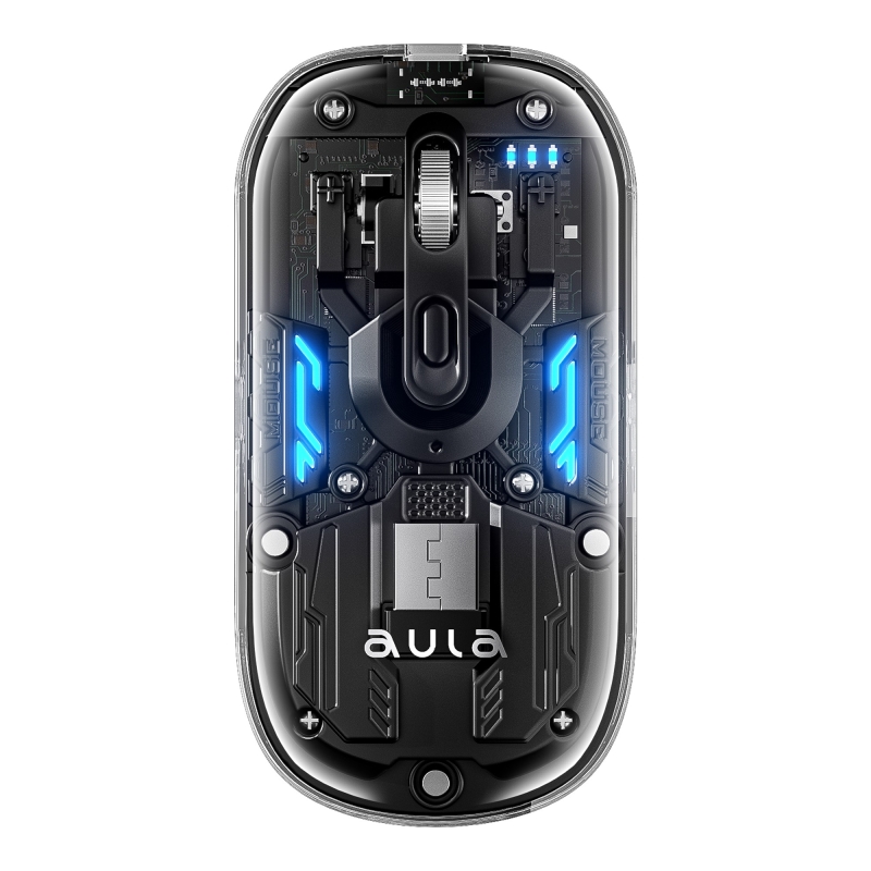 Aula AM210 Dual Mode Bluetooth ve Kablosuz 1600DPI RGB Şeffaf Şarjlı Mouse - 1