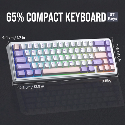 Aula F65 Nimbus V3 Switch Mekanik RGB TKL Makrolu Hot Swap Kablosuz Klavye Pastel - 5