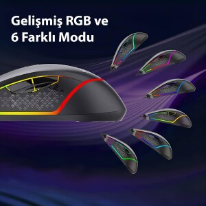 Aula F805 6400DPI RGB 7 Tuşlu Makro Optik Gaming Oyuncu Mouse - 2