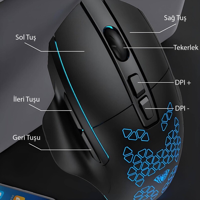 Aula F812 7200DPI RGB 7 Tuşlu Makro Optik Gaming Oyuncu Mouse - 2