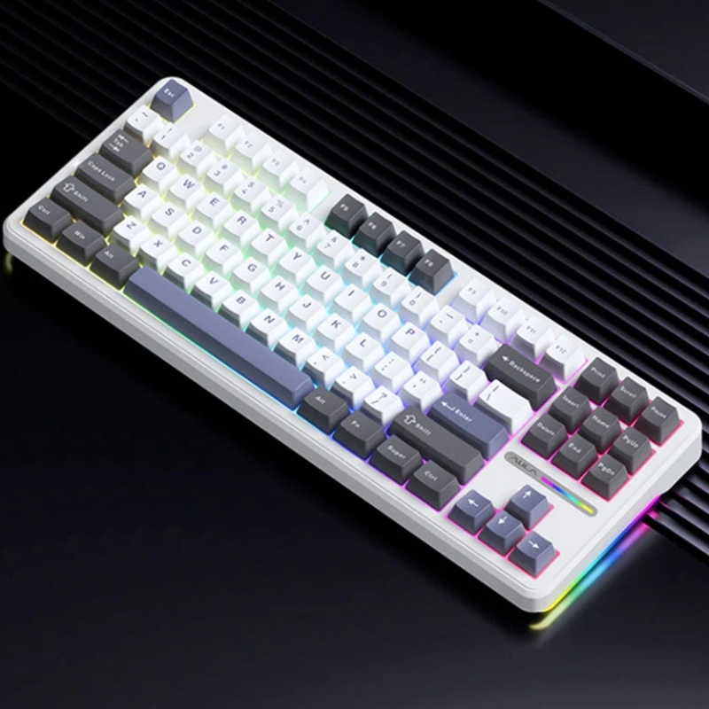 Aula F87 Mekanik RGB TKL GrayWood V4 Switch Kablosuz Makrolu Hot Swap Klavye Beyaz - 2