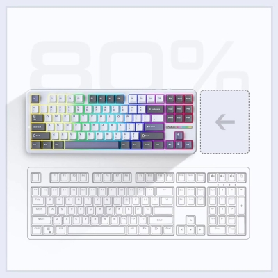 Aula F87 Mekanik RGB TKL GrayWood V4 Switch Kablosuz Makrolu Hot Swap Klavye Beyaz - 5