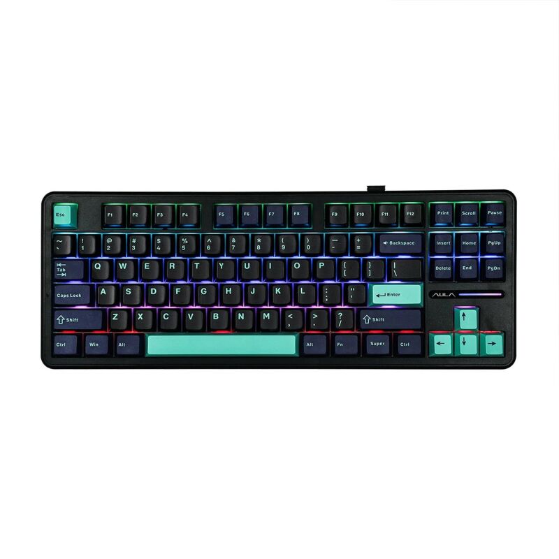 Aula F87 Mekanik RGB TKL Gray Switch Kablosuz Makrolu Hot Swap Klavye Siyah - 3