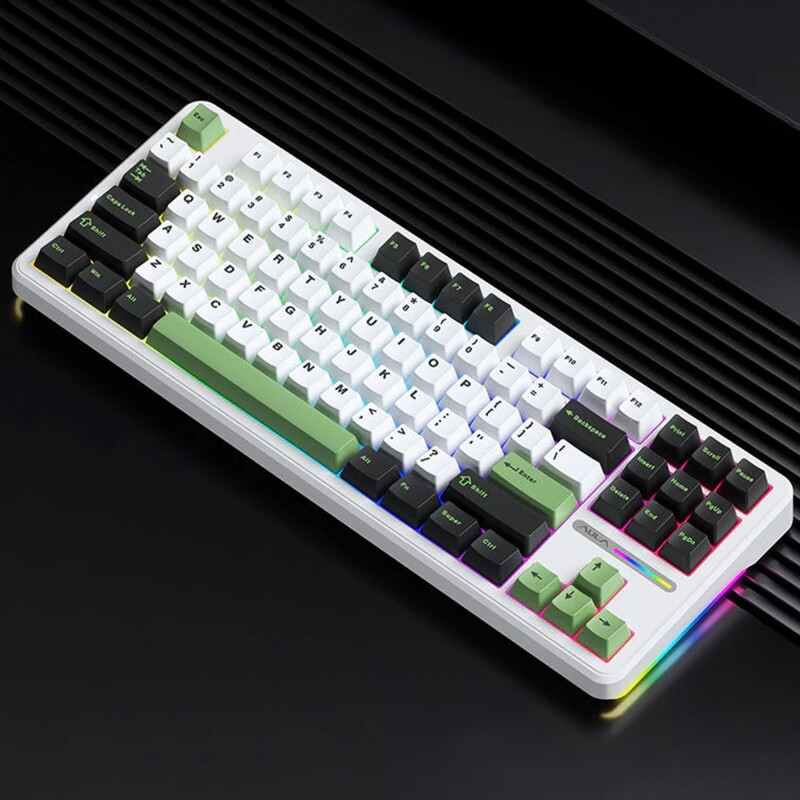 Aula F87 Mekanik RGB TKL GrayWood V3 Switch Kablosuz Makrolu Hot Swap Klavye Yeşil - 2