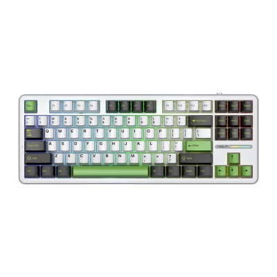 Aula F87 Mekanik RGB TKL Graywood V3 Switch Rounded Edges Keycap Kablosuz Makrolu Hot Swap Klavye Yeşil - 1