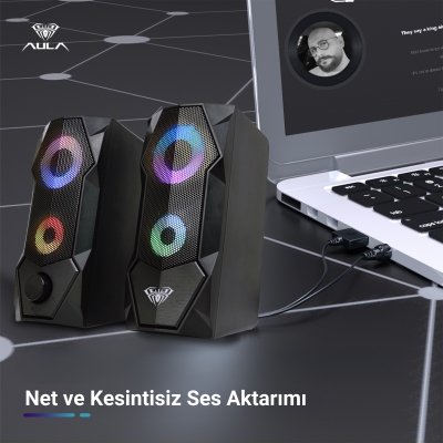 Aula N-301 10W Masaüstü RGB Gaming Oyuncu PC 1+1 Speaker Hoparlör - 4