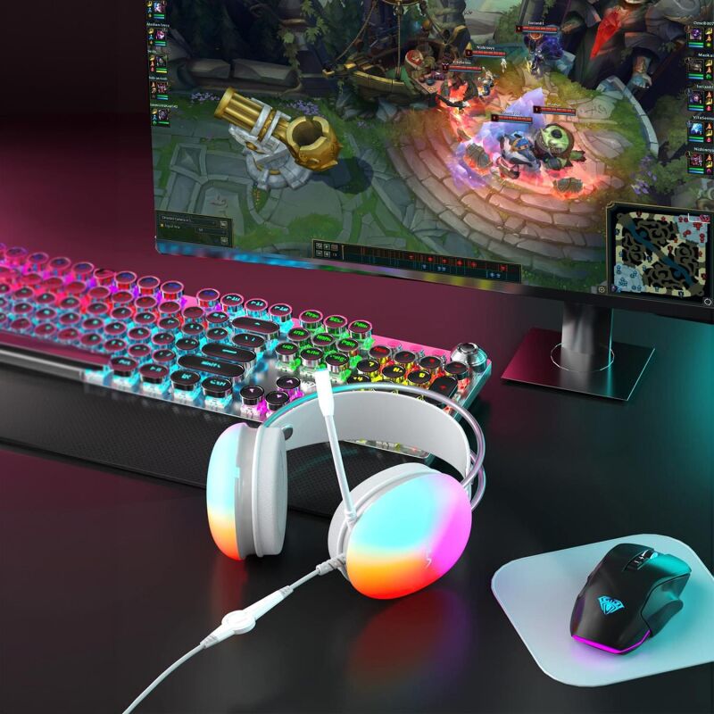 Aula S505 RGB USB Gaming Mikronfonlu Oyuncu Kulaklığı Pembe - 7