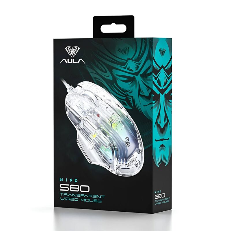 Aula S80 7200DPI 7 Tuşlu RGB Şeffaf Optik Oyuncu Gaming Mouse - 6