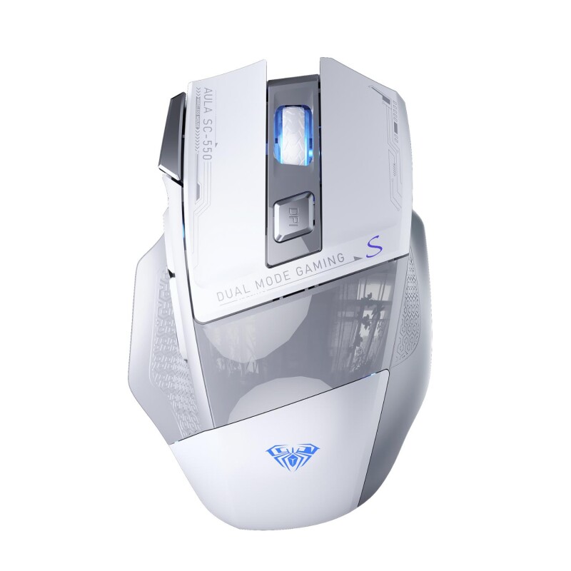 Aula SC550 4800DPI 7 Tuşlu Makrolu 2.4GHz Kablosuz Optik RGB Oyuncu Mouse Beyaz - 1