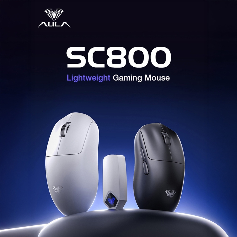 Aula SC800 Lightweight PAW3395 Sensor 26000 DPI 8000Hz Kablolu ve Kablosuz Gaming Oyuncu Mouse Beyaz - 3
