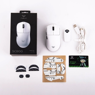 Aula SC800 Lightweight PAW3395 Sensor 26000 DPI 8000Hz Kablolu ve Kablosuz Gaming Oyuncu Mouse Beyaz - 10
