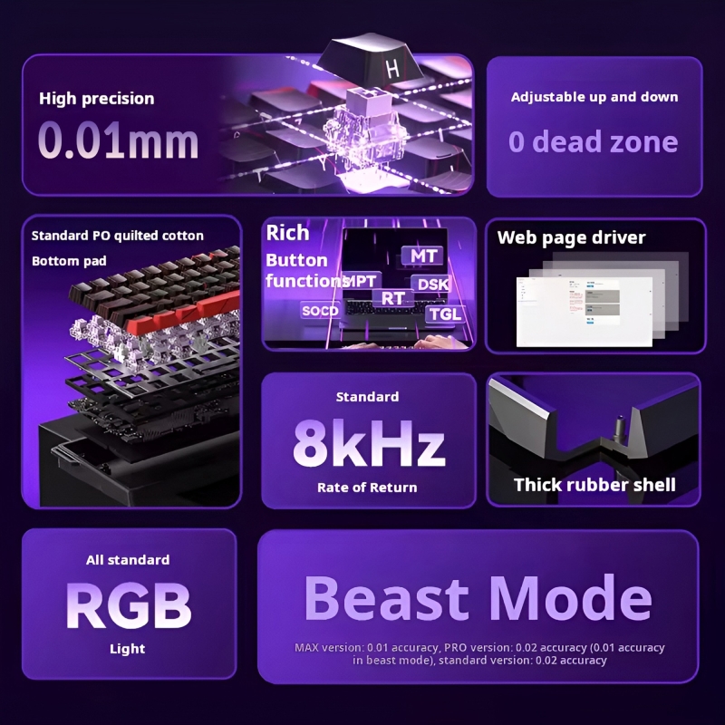 Aula Win60 He Max Manyetik Klavye Rapid Trigger Graywood Swtich 8000Hz RGB TKL Hot Swap Oyuncu Klavyesi Mavi - 3