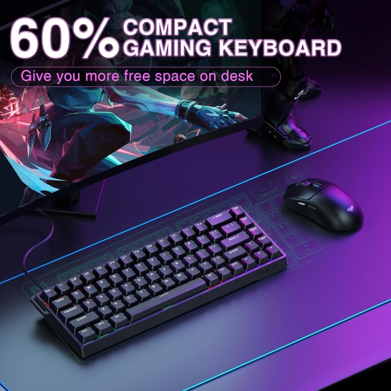 Aula Win68 He Manyetik Klavye Rapid Trigger Graywood Swtich 8000Hz RGB TKL Hot Swap Oyuncu Klavyesi Siyah - 6