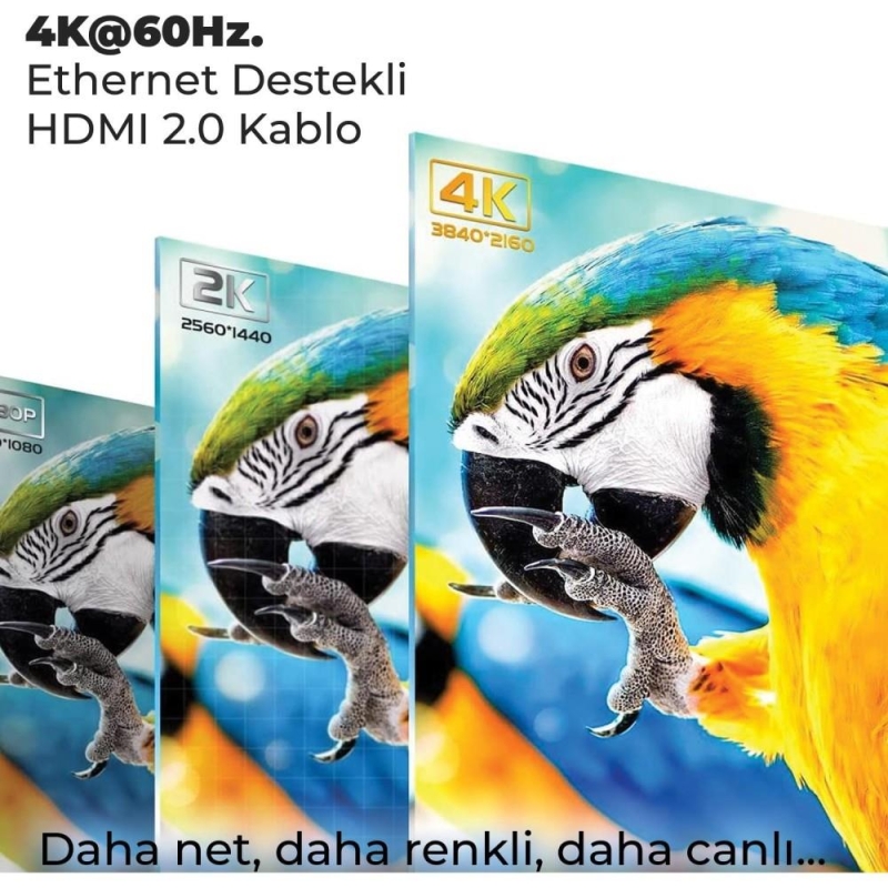 Bix 4K@60Hz 18 Gbps Veri Aktarım Destekli HDMI 2.0 Kablo 2 Metre - 2