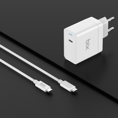 Bix 65W PD Hızlı Şarj Adaptörü - E-Mark Çipli 2 Metre USB-C Kablo - 7