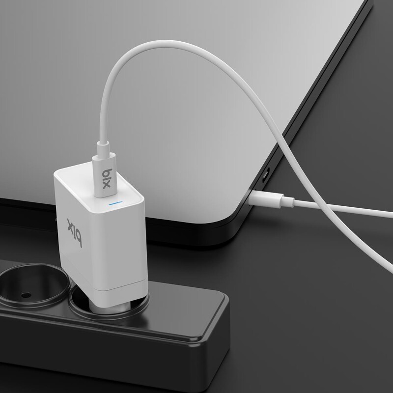 Bix 65W PD Hızlı Şarj Adaptörü - E-Mark Çipli 2 Metre USB-C Kablo - 9