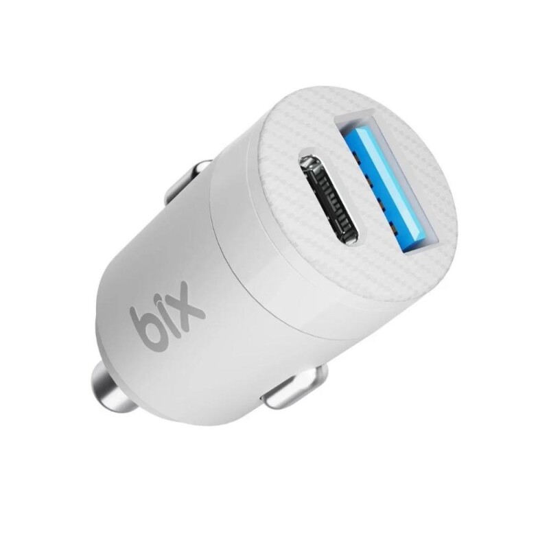 Bix 65W Type-C PD 3.0 ve USB-A Çift Portlu Araç içi Hızlı Şarj Cihazı Beyaz - 1