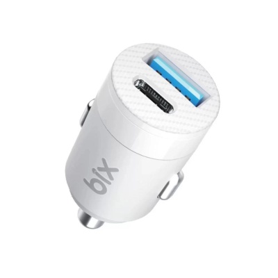 Bix 65W Type-C PD 3.0 ve USB-A Çift Portlu Araç içi Hızlı Şarj Cihazı Beyaz - 2