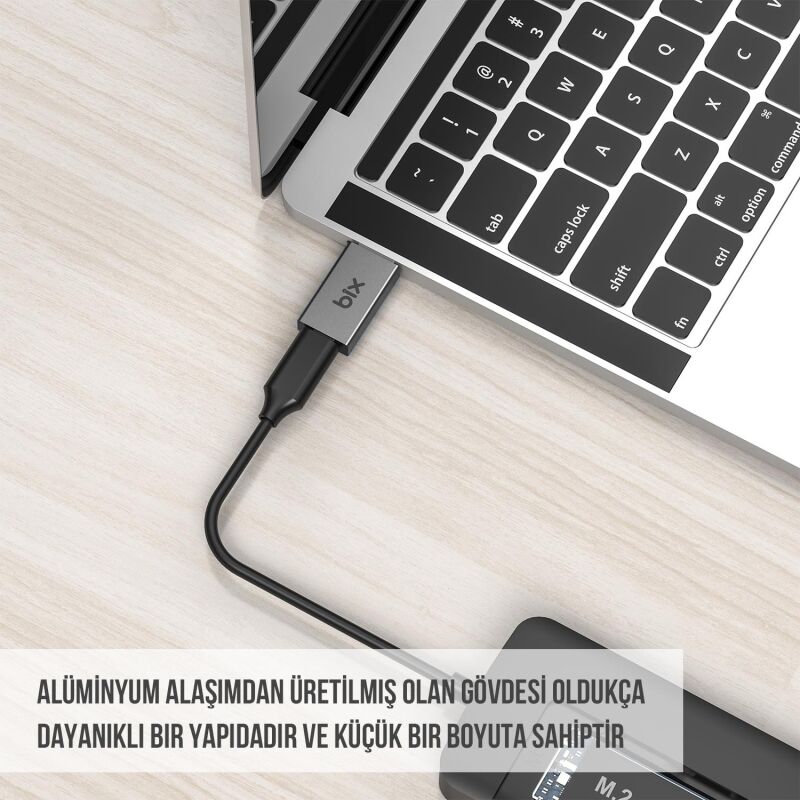 Bix ADP-03 USB-A 3.0 to Type-C 5A Hızlı Şarj Destekli Çevirici Dönüştürücü Adaptör - 5