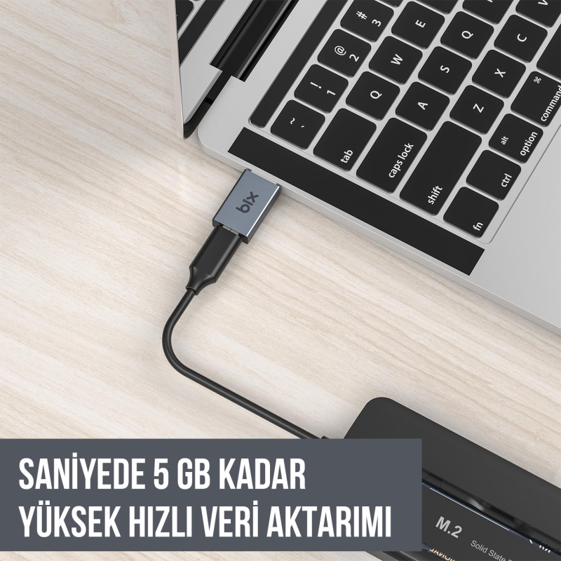 Bix ADP-04 Type-C to Micro USB ve USB-A 3.0 Çevirici Dönüştürücü Adaptör - 6