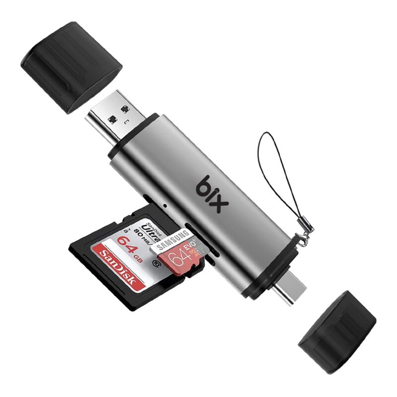 Bix ADP-11 Type-C ve USB 3.2 SD ve Micro SD OTG Hafıza Kartı Okuyucu - 1