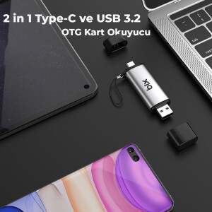 Bix ADP-11 Type-C ve USB 3.2 SD ve Micro SD OTG Hafıza Kartı Okuyucu - 4