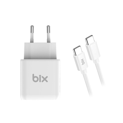 Bix BX-UC25TA 25W PD Hızlı Şarj Adaptörü + 5A Type-C Kablo Beyaz - 1