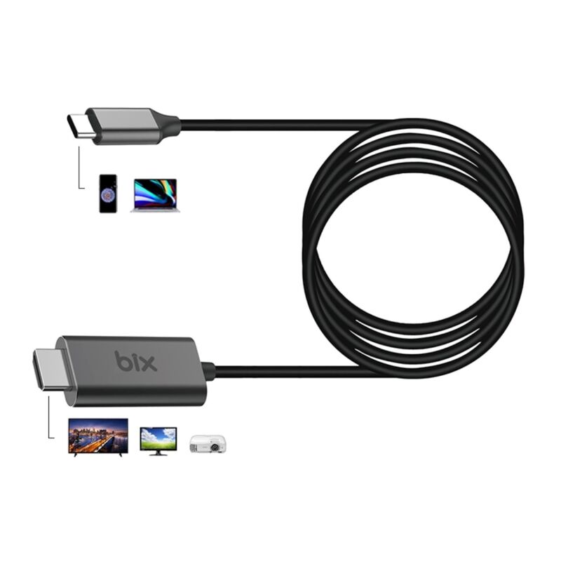 Bix BX02HB Type-C to HDMI 4K Multimedya Ses ve Görüntü Aktarım Kablosu 1.8 Metre - 2