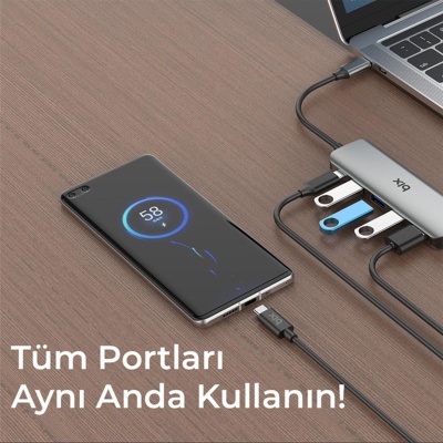 Bix BX07HB Type-C to Type-C 4 Portlu USB 3.0 Çoklayıcı Dönüştürücü Adaptör - 3