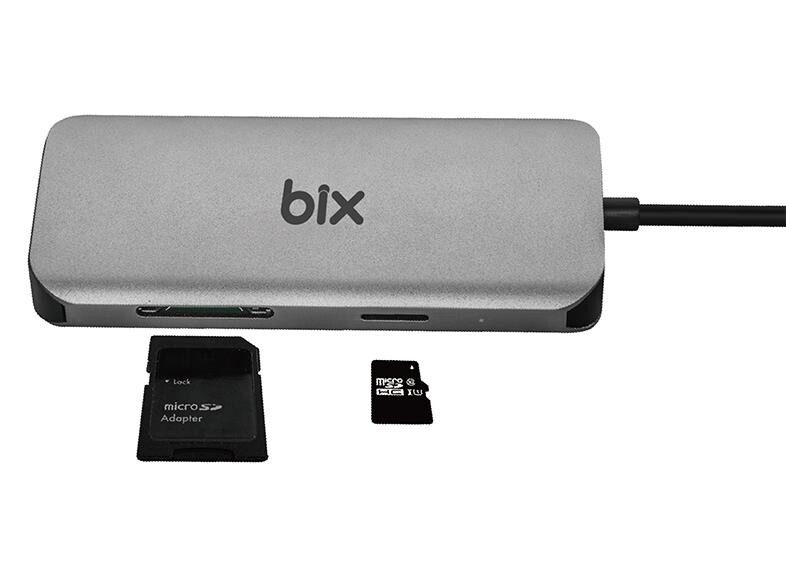 Bix BX10HB Type-C to 4K HDMI 3*USB-A Gigabit Ethernet PD 100W SD ve Micro SD Kart Okuyucu Çoklayıcı Hub - 4