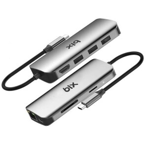 Bix BX10HB Type-C to 4K HDMI 3*USB-A Gigabit Ethernet PD 100W SD ve Micro SD Kart Okuyucu Çoklayıcı Hub - 2