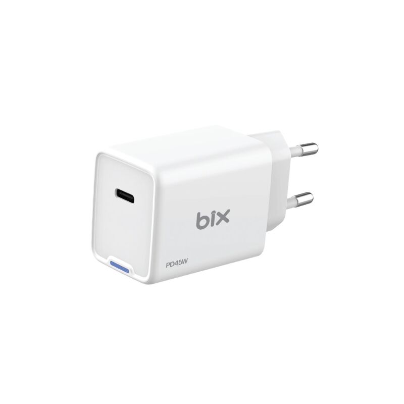 Bix BX1P45G 45W GaN Type-C PD PPS Akım Korumalı LED Göstergeli Hızlı Şarj Aleti Beyaz - 1