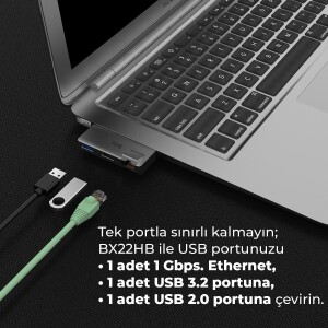 Bix BX22HB USB to USB 3.2 USB 2.0 RJ45 Dönüştürücü Adaptör - 5