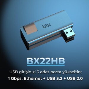 Bix BX22HB USB to USB 3.2 USB 2.0 RJ45 Dönüştürücü Adaptör - 7