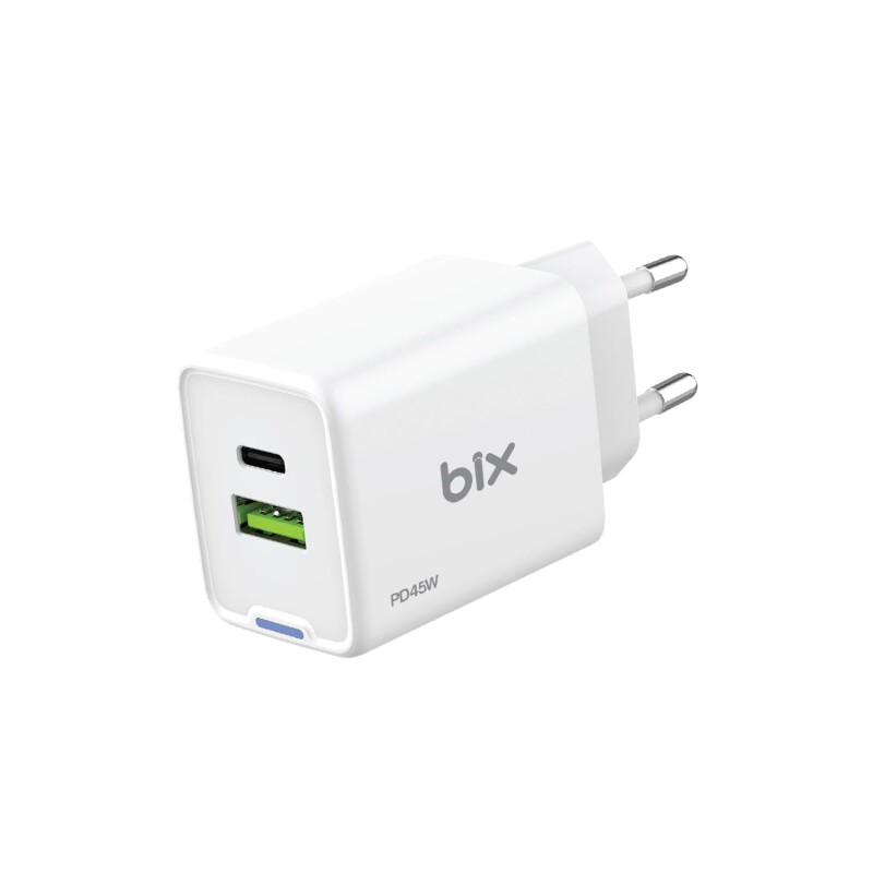 Bix BX2P46G 45W GaN USB-C + USB-A Şarj Aleti iPhone iPad PPS PD Type-C Hızlı Şarj Cihazı Beyaz - 1