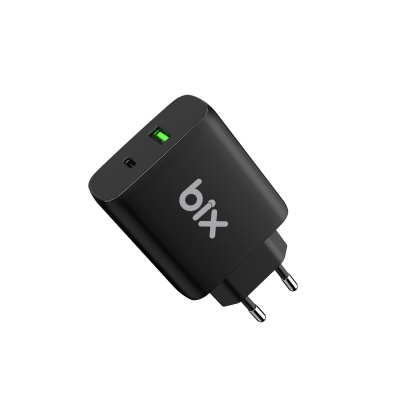 Bix BX2P65G 65W GaN USB-C + USB-A Şarj Aleti iPhone iPad PD PPS Type-C Hızlı Şarj Cihazı Siyah - 1