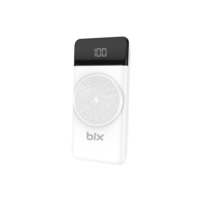 Bix PB102 10000 mAh USB PD QC 4.0 Kablosuz Şarj ve Standlı Powerbank Beyaz - 1