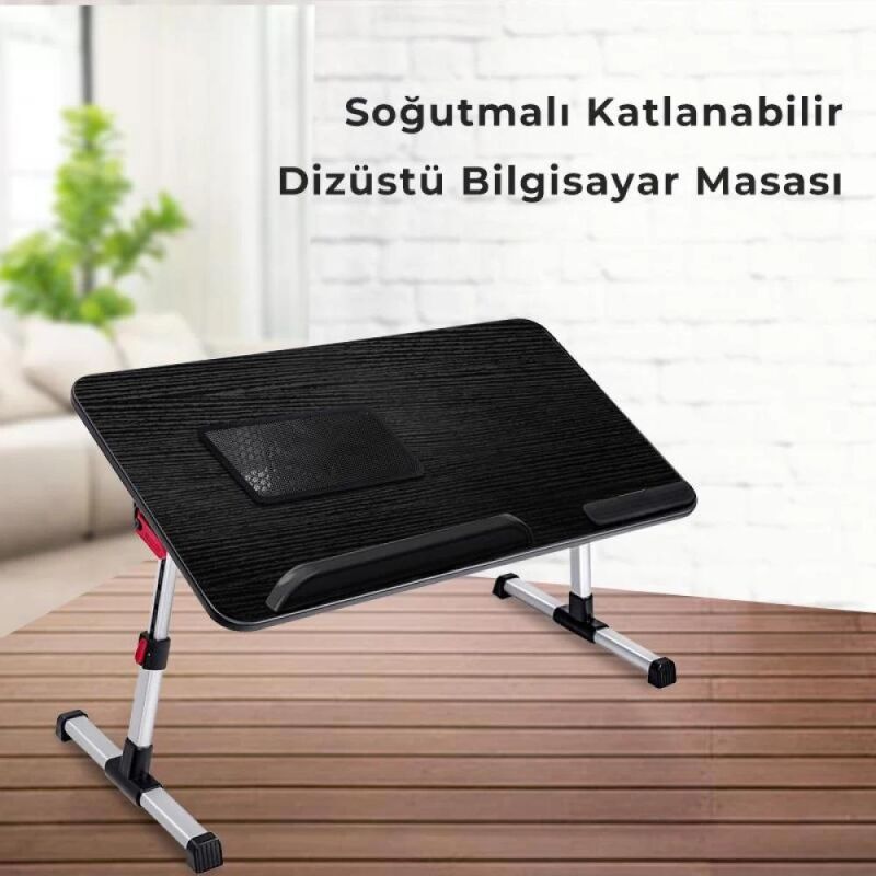 Bix Saiji A8 Large Çok Fonksiyonlu Ayarlı Notebook Soğutuculu Çalışma Masası Siyah - 3