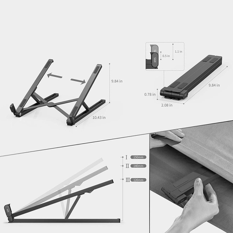 Bix Saiji X2 Taşıma Çantalı Alüminyum Notebook Laptop Standı Siyah - 5