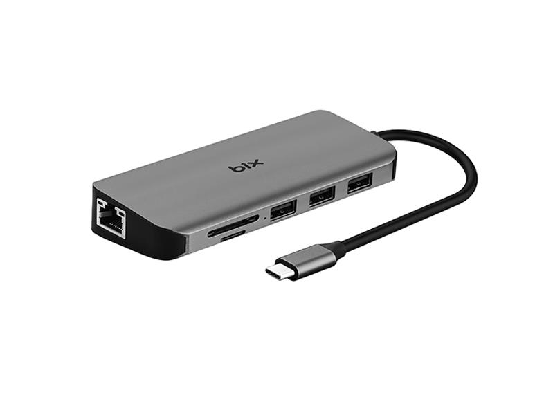 Bix Type-C to HDMI VGA Ethernet 3.5mm Jack USB 3.0 PD Kart Okuyucu Dönüştürücü Adaptör - 1