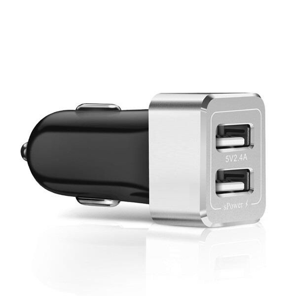 BlitzPower Çift USB Çıkışlı 2.4A Universal Hızlı Araç Şarj Cihazı Gümüş - 1