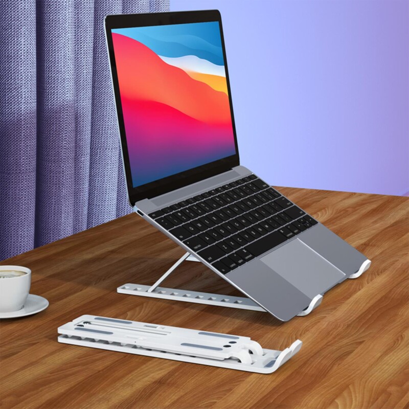 DM AD039 10 Kademeli Katlanabilir Taşınabilir Macbook Notebook Laptop Standı Beyaz - 6