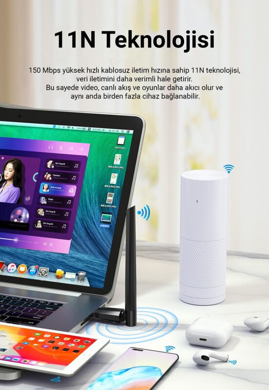 DM AD081 150 Mbps USB Wireless Adaptör Wifi Alıcı Verici Access Point - 3